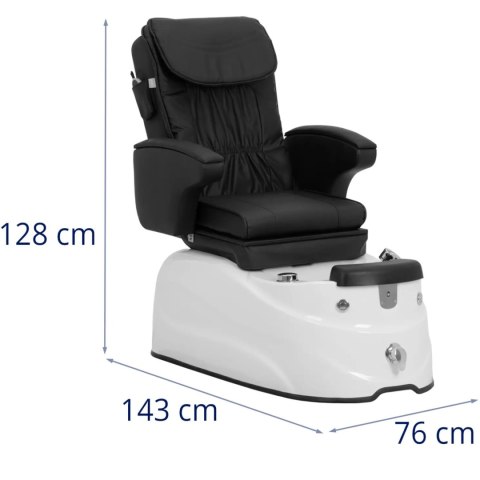 Fotel podologiczny do pedicure z funkcją masażu brodzikiem - czarny Physa