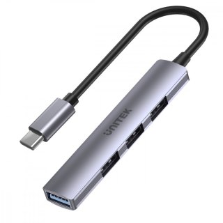 HUB USB-C; 3x USB-A 2.0 1x USB-A 5 Gbps Aluminiowy Unitek