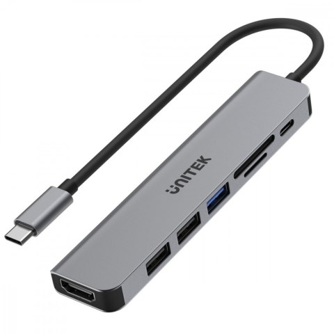 HUB USB-C 7w1 Aluminium PD 100W ; 5 Gbps ; HDMI 4K Unitek