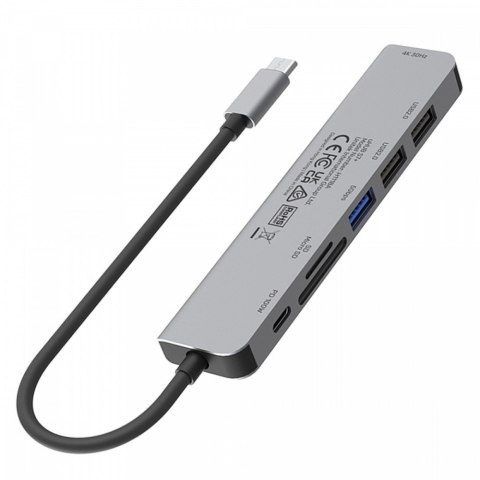 HUB USB-C 7w1 Aluminium PD 100W ; 5 Gbps ; HDMI 4K Unitek