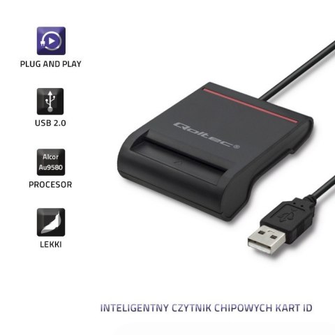 Inteligentny czytnik chipowych kart ID | USB2.0 | Plug&play Qoltec