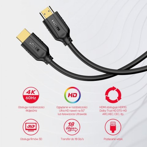 Kabel HDMI 2.0 4K 60HZ 3m ; C11079BK-3M Unitek