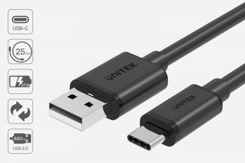 Kabel USB-C - USB-A 2.0; 1.5m; M/M; C14067BK Unitek
