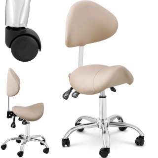 Krzesło kosmetyczne siodłowe z oparciem regulowane MANNHEIM CREAM kremowe Physa