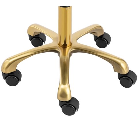 Krzesło taboret hoker kosmetyczny z oparciem na kółkach do 150 kg GELA beżowo złoty Physa