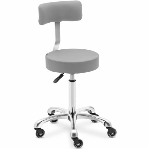 Krzesło taboret hoker kosmetyczny z oparciem na kółkach do 150 kg WELLS ciemnoszary Physa