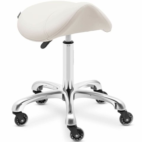 Taboret stołek hoker kosmetyczny siodłowy na kółkach York do 150 kg beżowy Physa