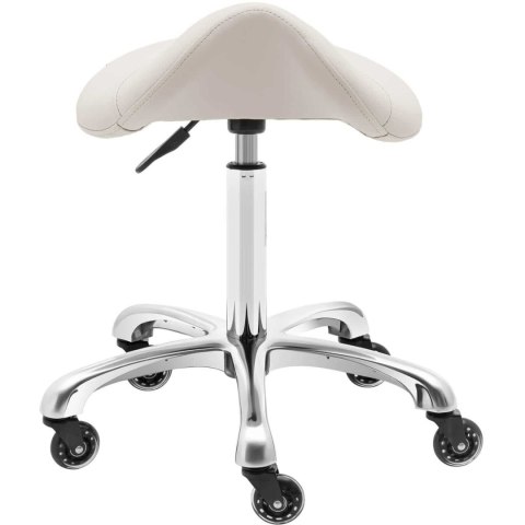 Taboret stołek hoker kosmetyczny siodłowy na kółkach York do 150 kg beżowy Physa