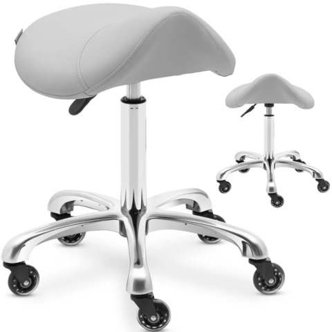 Taboret stołek hoker kosmetyczny siodłowy na kółkach do 150 kg YORK - jasnoszary Physa