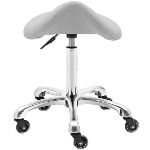 Taboret stołek hoker kosmetyczny siodłowy na kółkach do 150 kg YORK - jasnoszary Physa