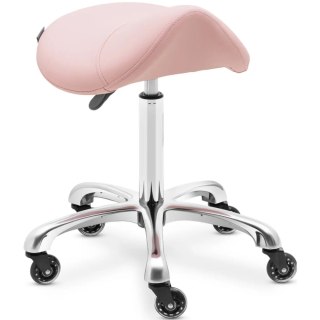 Taboret stołek hoker kosmetyczny siodłowy na kółkach do 150 kg YORK - pudrowy róż Physa