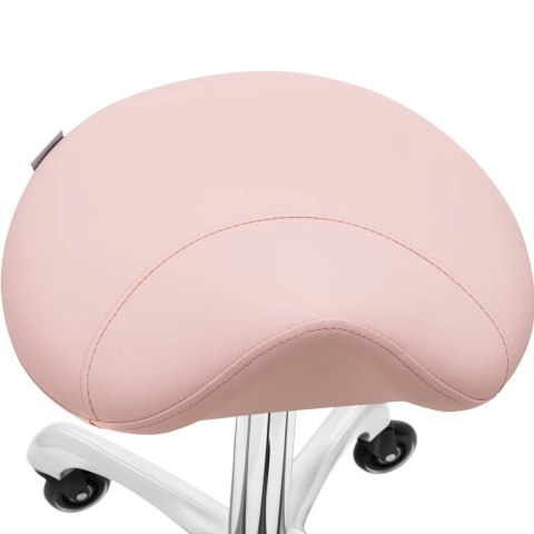 Taboret stołek hoker kosmetyczny siodłowy na kółkach do 150 kg YORK - pudrowy róż Physa
