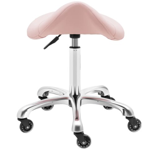 Taboret stołek hoker kosmetyczny siodłowy na kółkach do 150 kg YORK - pudrowy róż Physa