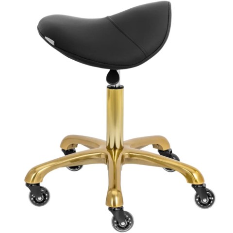 Taboret stołek kosmetyczny siodłowy na kółkach do 150 kg YORK - czarno złoty Physa