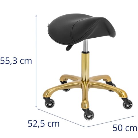 Taboret stołek kosmetyczny siodłowy na kółkach do 150 kg YORK - czarno złoty Physa