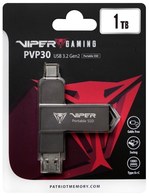 Dysk zewnętrzny SSD 1TB PVP30 Duo Compact 1000/1000 MB/s USB 3.2 USB-C Patriot