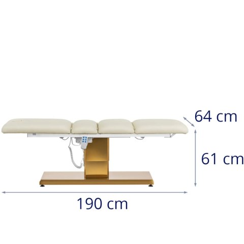 Fotel kosmetyczny do masażu tatuażu SPA 150 kg VITERBO - kremowo złoty Physa