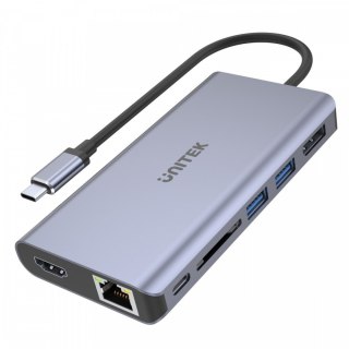 HUB USB-C 2x USB 3.1, HDMI 2.0, DP 1.4, RJ45, SD, PD 100W; D1056A Unitek