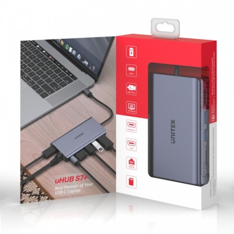 HUB USB-C 2x USB 3.1, HDMI 2.0, DP 1.4, RJ45, SD, PD 100W; D1056A Unitek