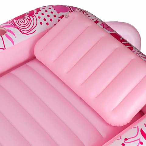 Materac dmuchany do pływania, leżak do opalania z poduszką różowy Kik Sp. z o. o. Sp. k.