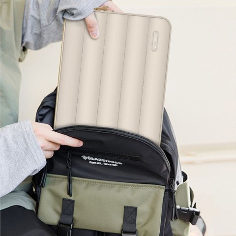 Torba pokrowiec Puffy na laptop tablet 13-14'' + etui na akcesoria - beżowy Tech-Protect