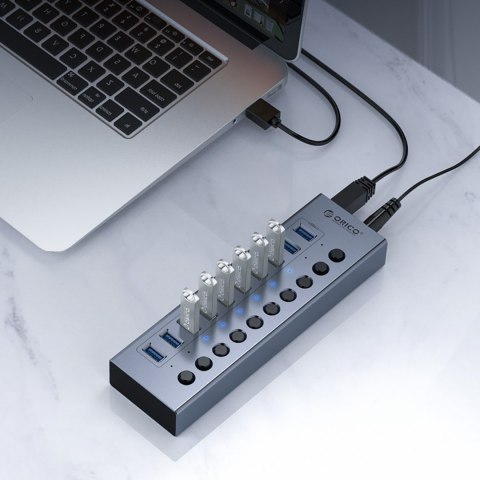 Hub BT2U3-10AB z włącznikami 10x USB-A - szary ORICO