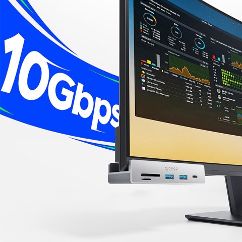 Hub MH5PC montowany na zacisk USB-C / USB-A USB-C SD TF - srebrny ORICO