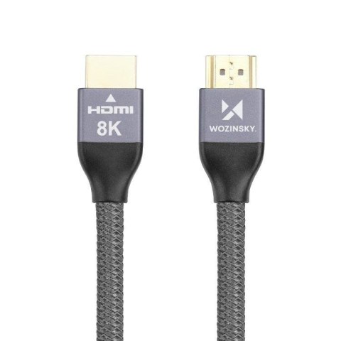 Kabel przewód HDMI 2.1 8K 60 Hz 48 Gbps 4K 120 Hz 2K 144 Hz 3 m srebrny WOZINSKY