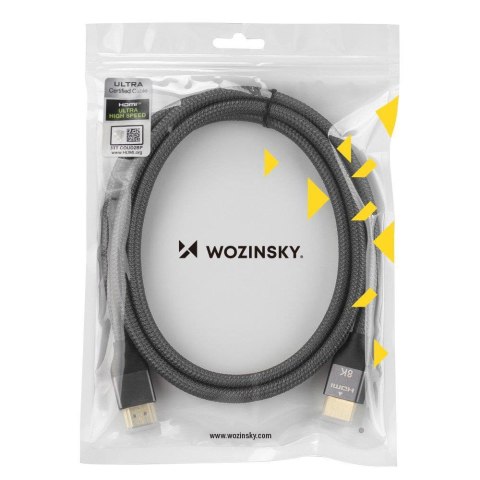 Kabel przewód HDMI 2.1 8K 60 Hz 48 Gbps 4K 120 Hz 2K 144 Hz 3 m srebrny WOZINSKY