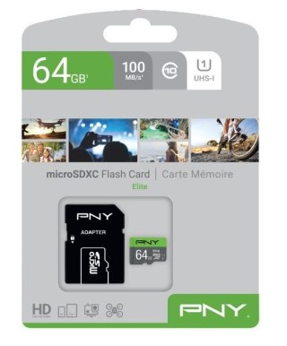 Karta pamięci MicroSDXC Elite 64GB P-SDUX64U185GW-GE PNY