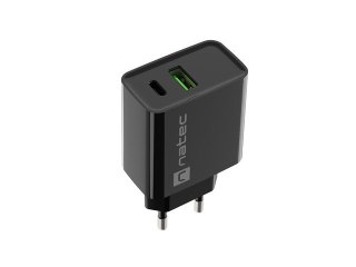 Ładowarka sieciowa Ribera 1x USB-A + 1x USB-C 20W Czarna Natec