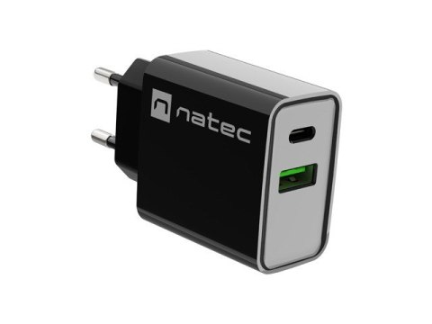 Ładowarka sieciowa Ribera 1x USB-A + 1x USB-C 20W Czarna Natec
