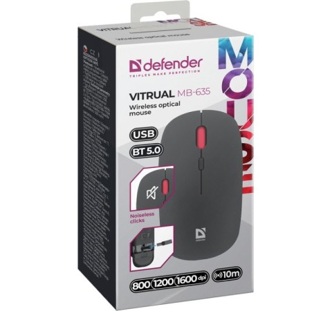 Mysz bezprzewodowa Silent Click Vitrual MB-635 RF+BT 1600DPI 4P Defender