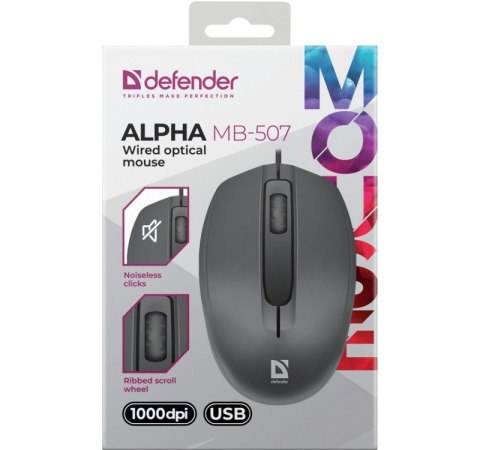 Mysz przewodowa optyczna Alpha MB-507 1000DPI 3P czarna Defender