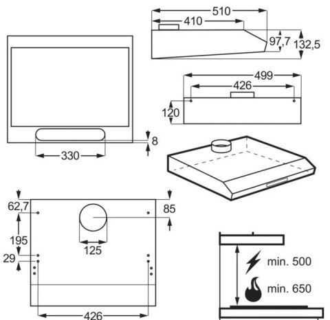 Okap podszafkowy LFU215X Electrolux