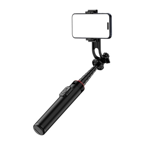 Selfie stick teleskopowy z pilotem stojak tripod na telefon 1.3m aluminium - czarny HURTEL