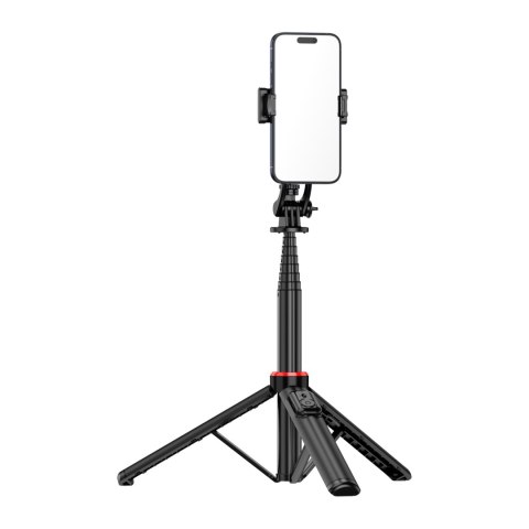 Selfie stick teleskopowy z pilotem stojak tripod na telefon 1.3m aluminium - czarny HURTEL