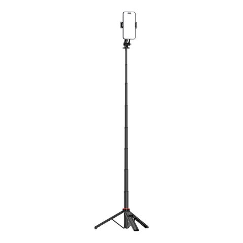 Selfie stick teleskopowy z pilotem stojak tripod na telefon 1.3m aluminium - czarny HURTEL