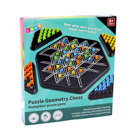 Gra Strategiczna Rodzinna Edukacyjna Puzzle Geometryczne Trójkąty LEAN TOYS