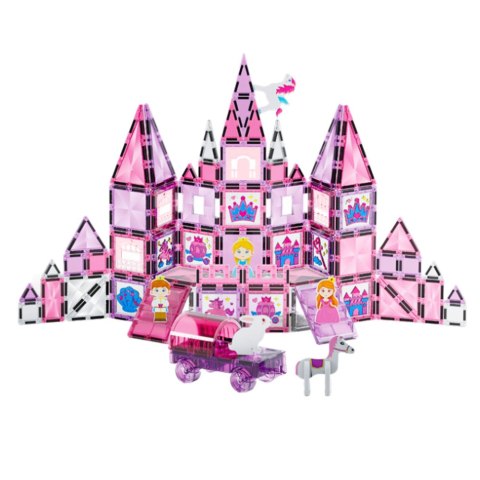 Klocki Magnetyczne Okienka Witraże Do Malowania Pisaki Różowe 126 el. LEAN Toys