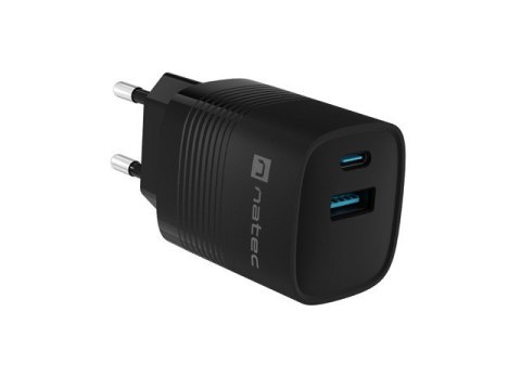 Ładowarka sieciowa Ribera GAN 1X USB-A + 1X USB-C 30W Czarna Natec