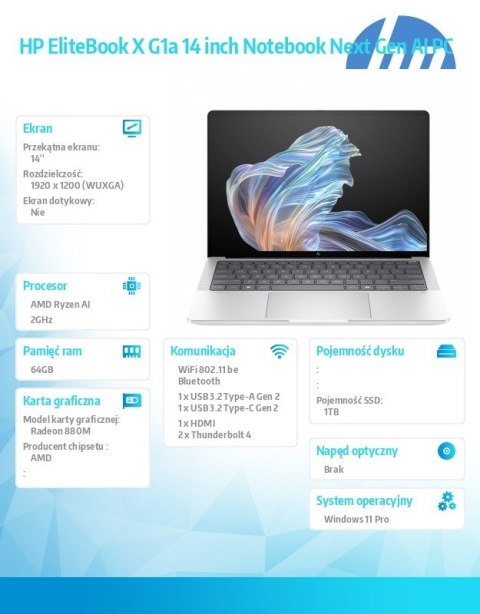 Notebook EliteBook X G1a AI7P360 1TB/64GB/W11P/14.0 B9ZX0ET HP Inc.