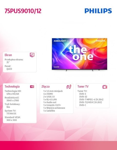 Telewizor 75 cali LED 75PUS9010/12 Philips