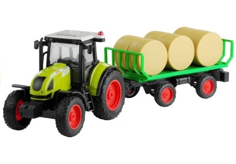Traktor Farmerski Rolniczy Przyczepa Bale Siana Zielony 1:16 LEAN Toys