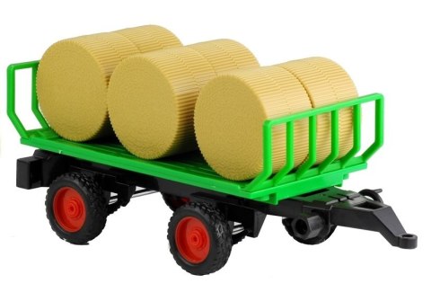Traktor Farmerski Rolniczy Przyczepa Bale Siana Zielony 1:16 LEAN Toys