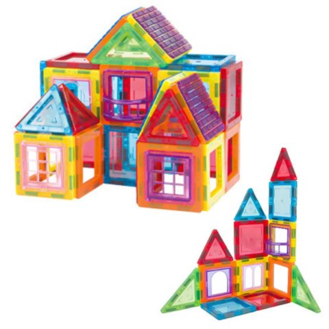 Zestaw Klocki Mgnetyczne Konstrukcyjne Edukacyjne Kolorowe 70el LEAN Toys