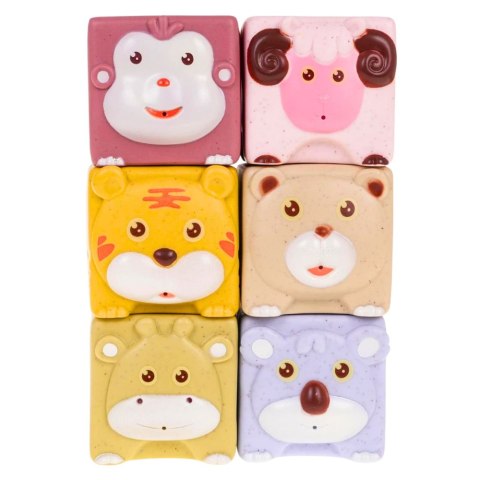 Zestaw Miękkie Klocki Sensoryczne Edukacyjne EKO Guma Zwierzęta 18 el. LEAN Toys