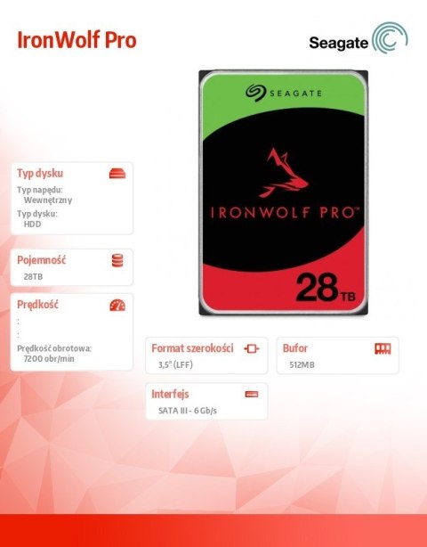 Dysk IronWolf Pro 28TB 3,5 ST28000NT000 Seagate