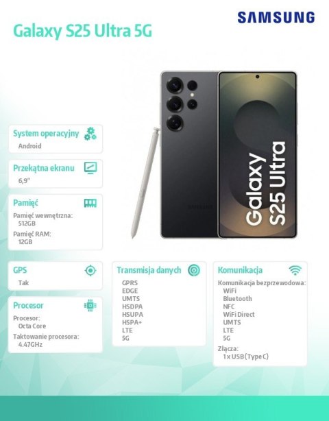 Smartfon Galaxy S25 Ultra 5G DualSIM 12/512GB czarny Samsung