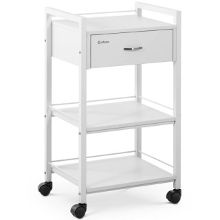 Wózek pomocnik kosmetyczny fryzjerski 1 szuflada 3 półki 47.5 x 40 x 85.5 cm biały Physa